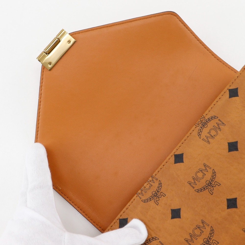MCM Patricia Shoulder Bag, Visetos Pattern, PVC, Brown, Flap, Women's. - Picture 6 of 16